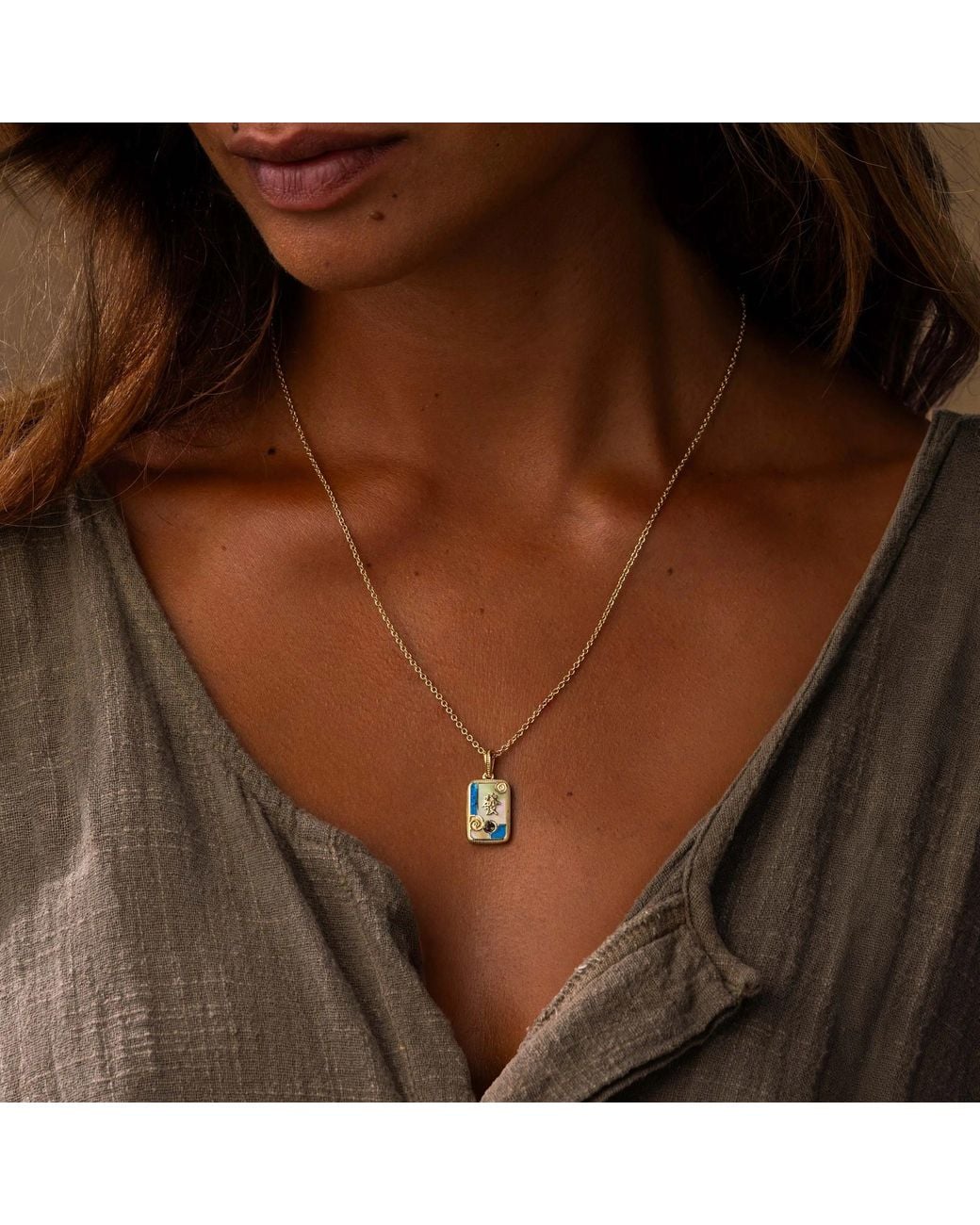 Karma and Luck Metallic Fortune Flow Dragon Multi-Stone Mahjong Necklace