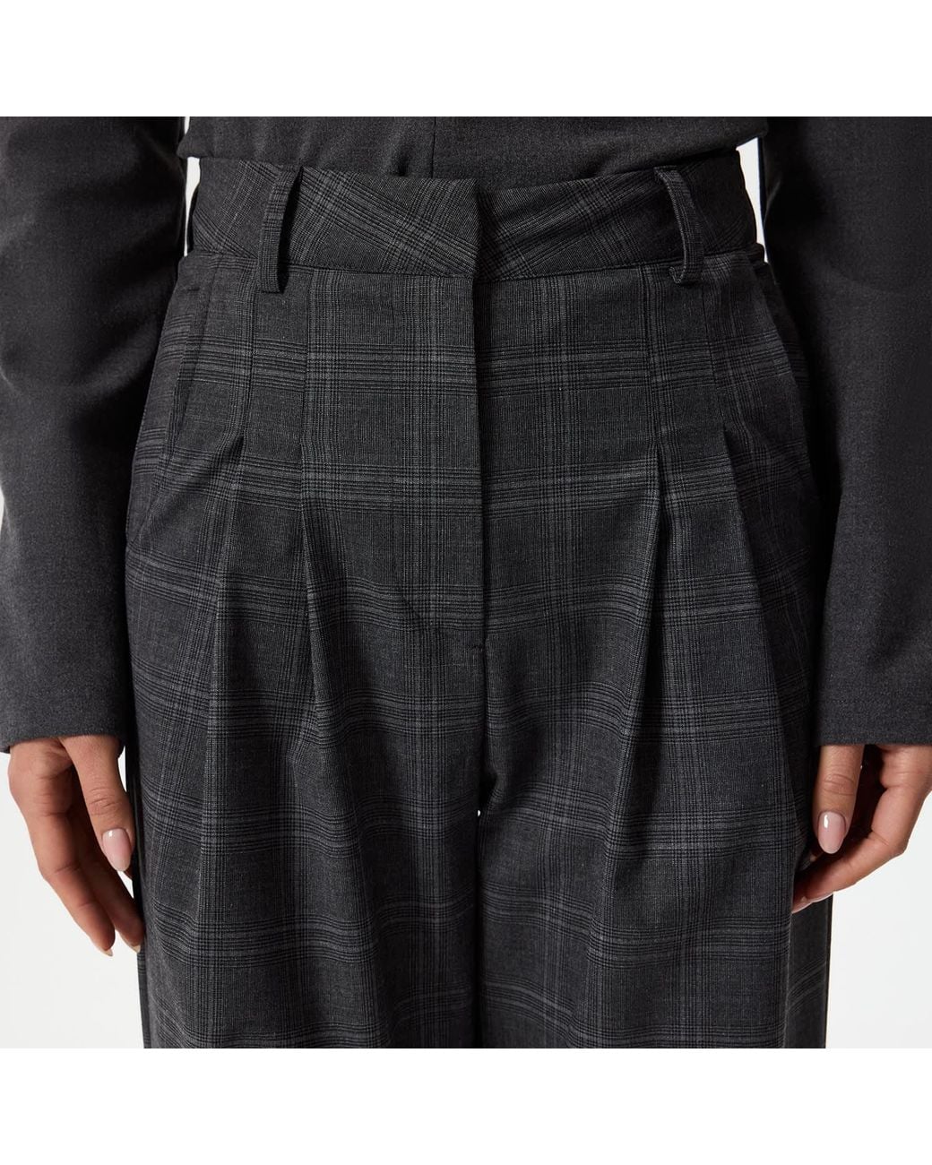 Thisisu Collection Black Romy Pleated Plaid Trousers – Dark