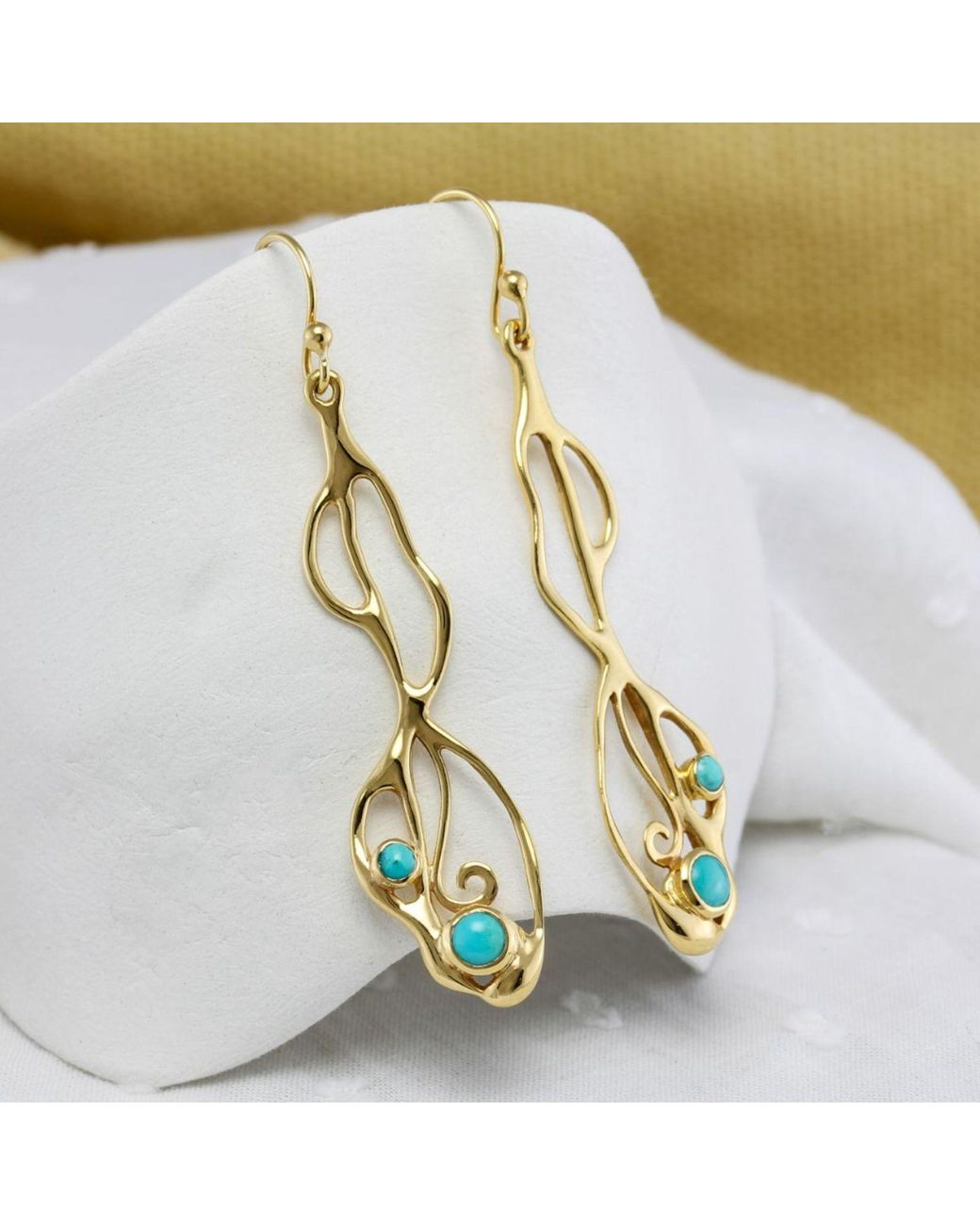 Isla Silver Metallic Handcrafted Vermeil American Drop Earrings