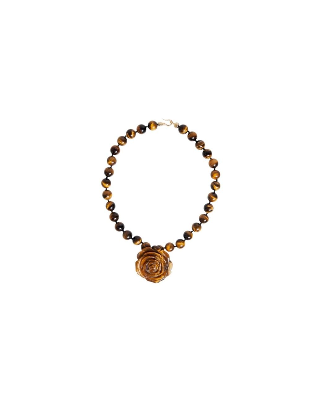 A'miss White Amber Rose Necklace