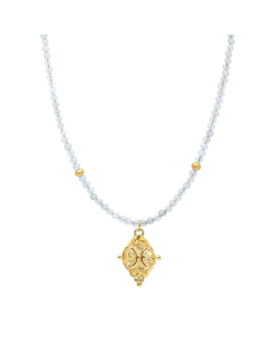 Seven Saints Metallic Pisces Gemstone Choker Necklace, Aquamarine, Plated