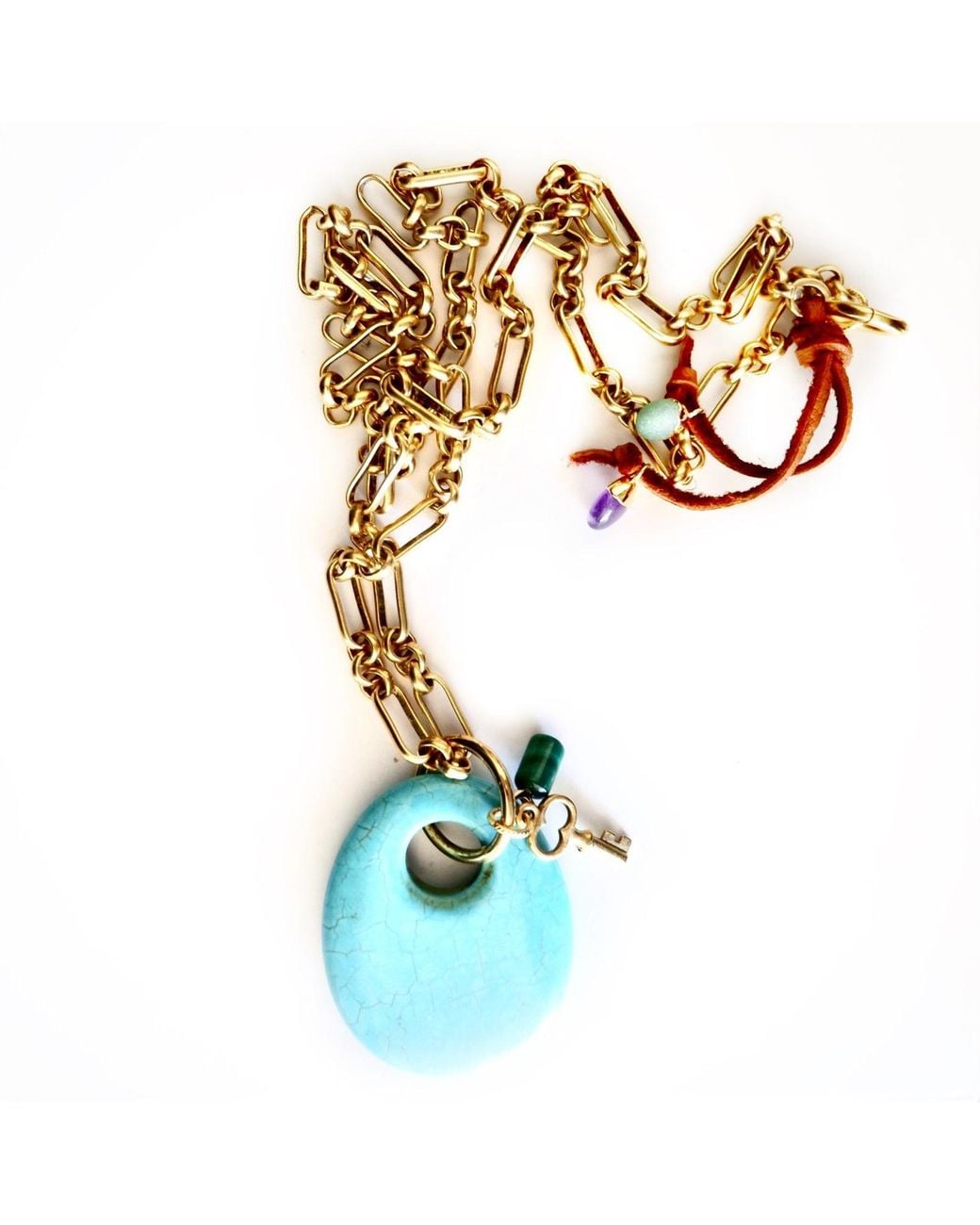 Persia Dona Jewelry Metallic Stone X Key Necklace