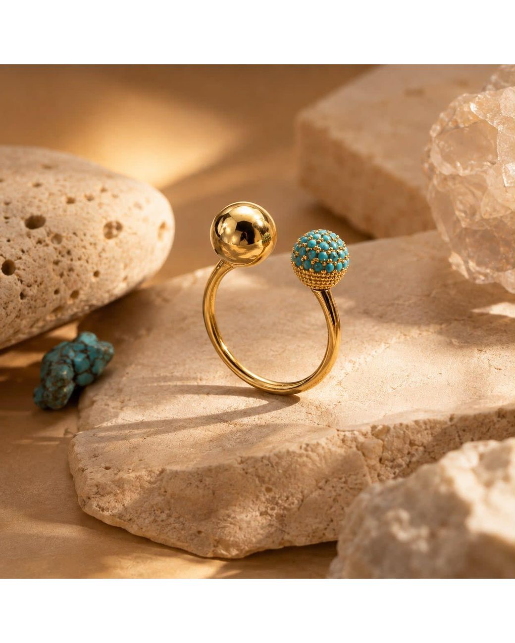By Ozge Metallic Pave Plated Adjustable Open Ring – Ocean Orbit