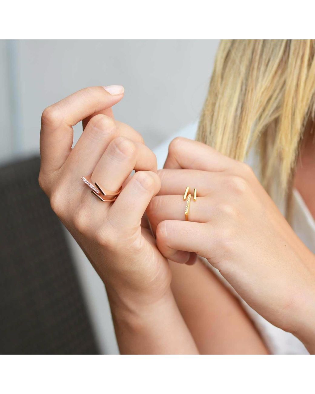 Neola Design Metallic Neringa Stacking Ring With Topaz