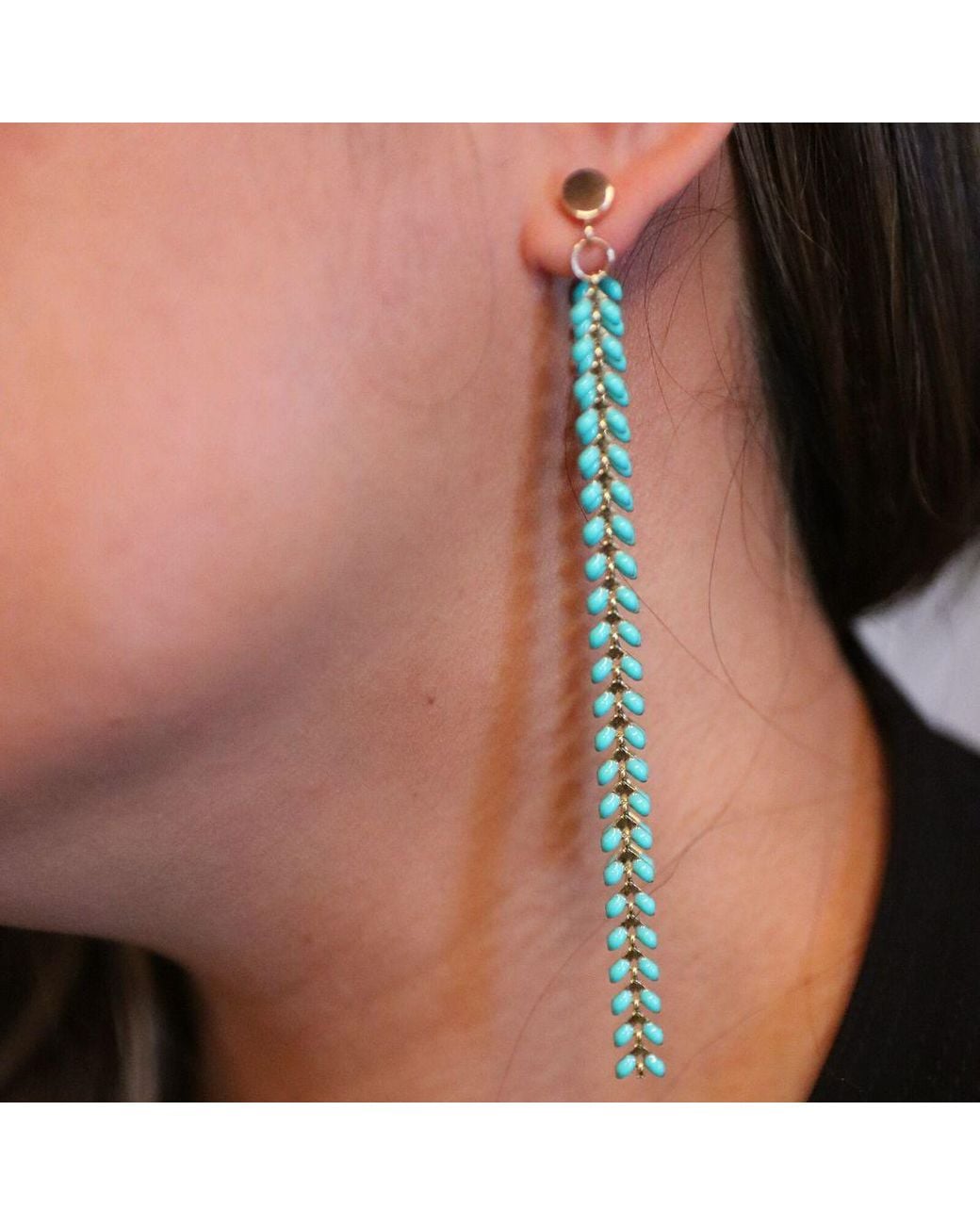 Rejected Hearts Club Green Elegante Chevron Dangle Earrings