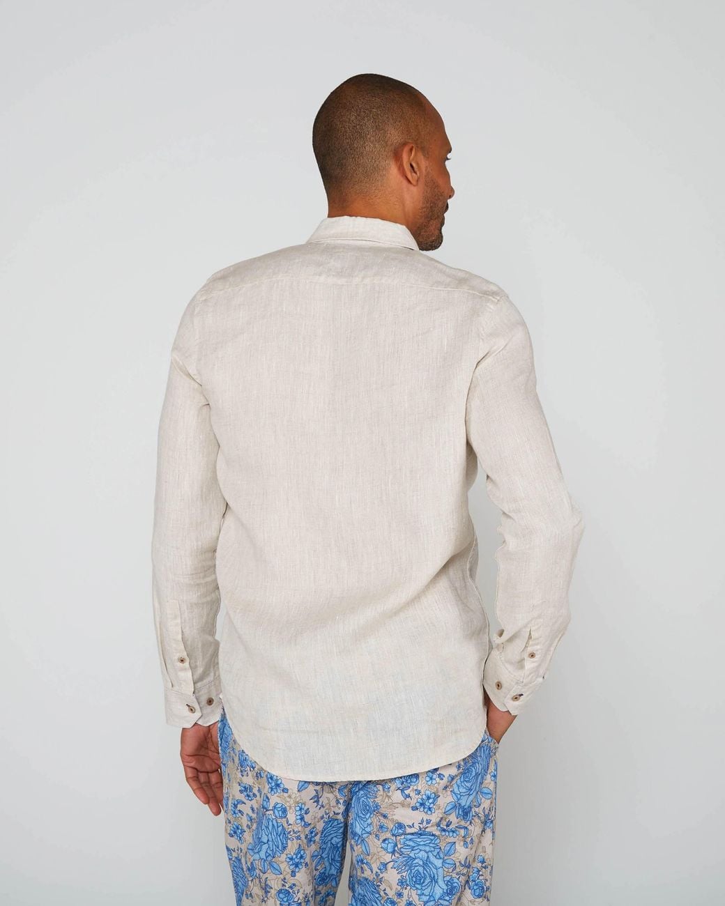 Lords of Harlech White Neutrals Laurent Linen Shirt for men