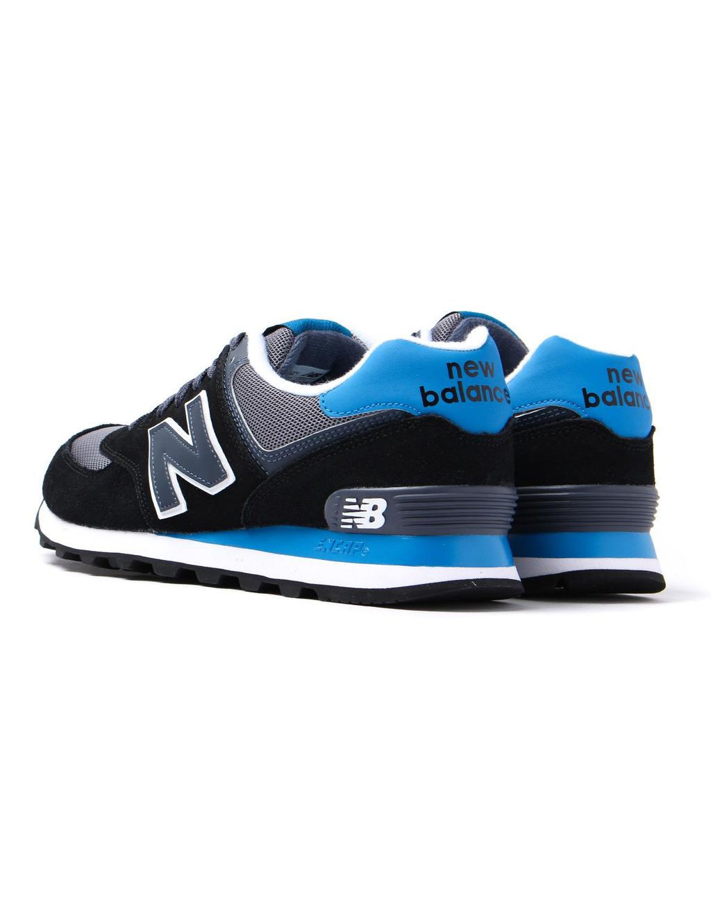 New Balance 574 Royal Blue & Black Sleek Suede Trainers for Men | Lyst