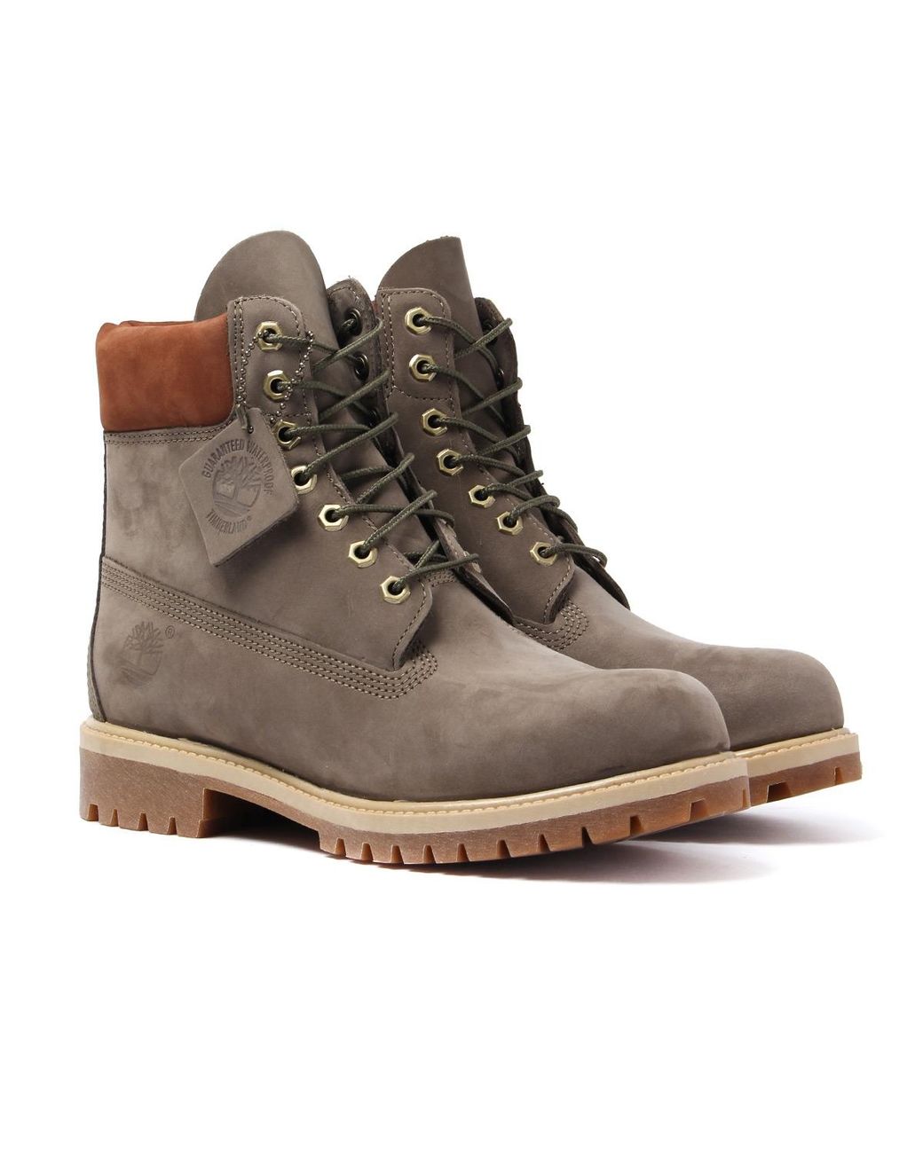 Grey Suede Brown Top Leather Boots 