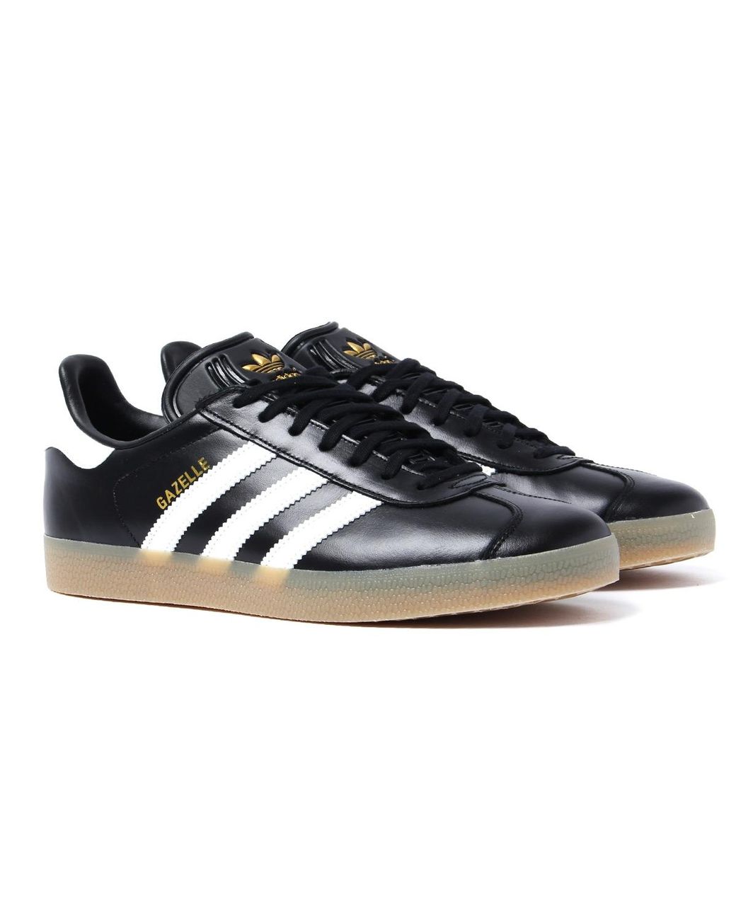 adidas Originals Leather Black & Gold Gazelle Trainers for Men | Lyst