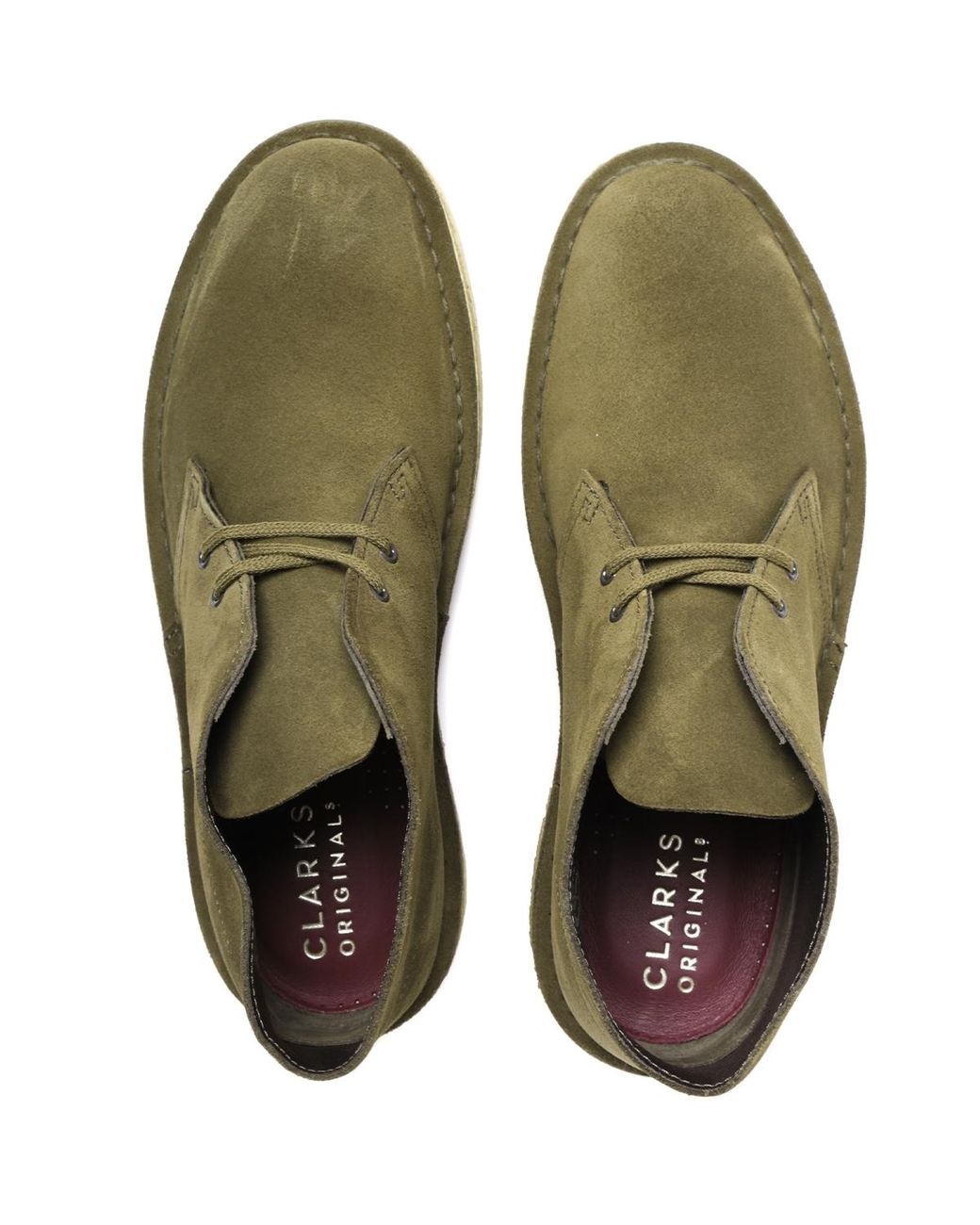 Clarks Dark Olive Suede Desert Boots in Green for Men | Lyst