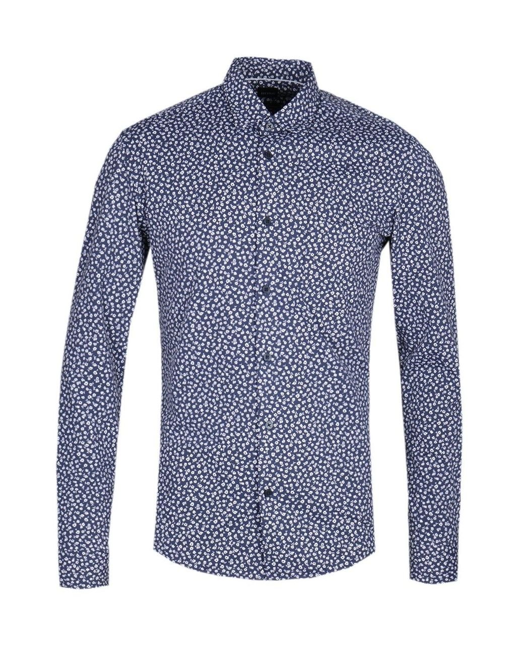 BOSS by Hugo Boss Synthetic Ronni Blue Floral Print Slim Fit Long