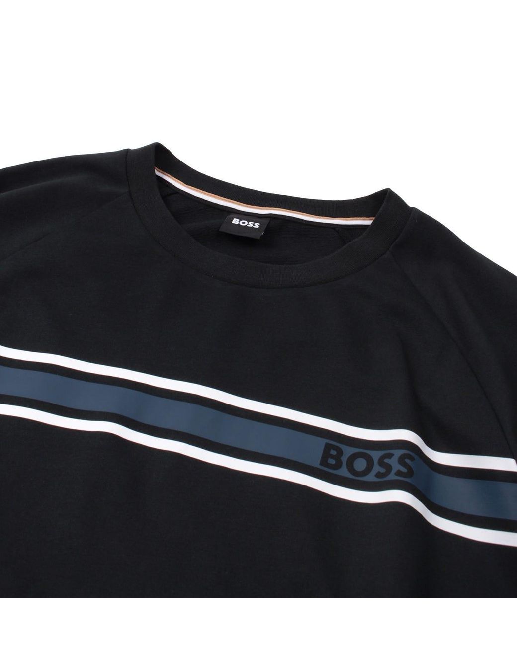 gym and workout clothes Sweatshirts BOSS by HUGO BOSS Bodywear Cotton Terry Crew Neck Sweatshirt & Shorts Lounge Set in Black for Men Mens Clothing Activewear 