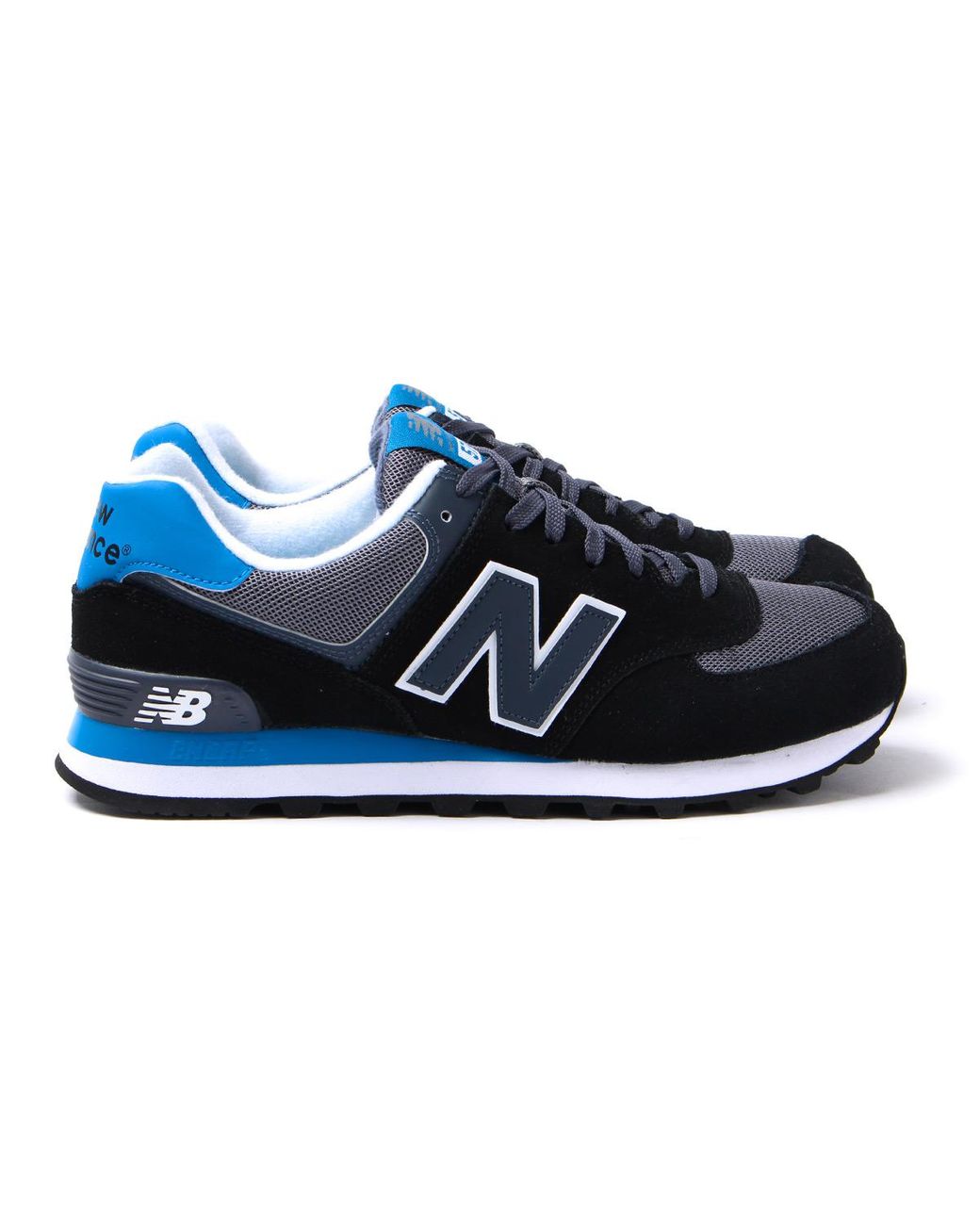 New Balance 574 Royal Blue & Black Sleek Suede Trainers for Men | Lyst