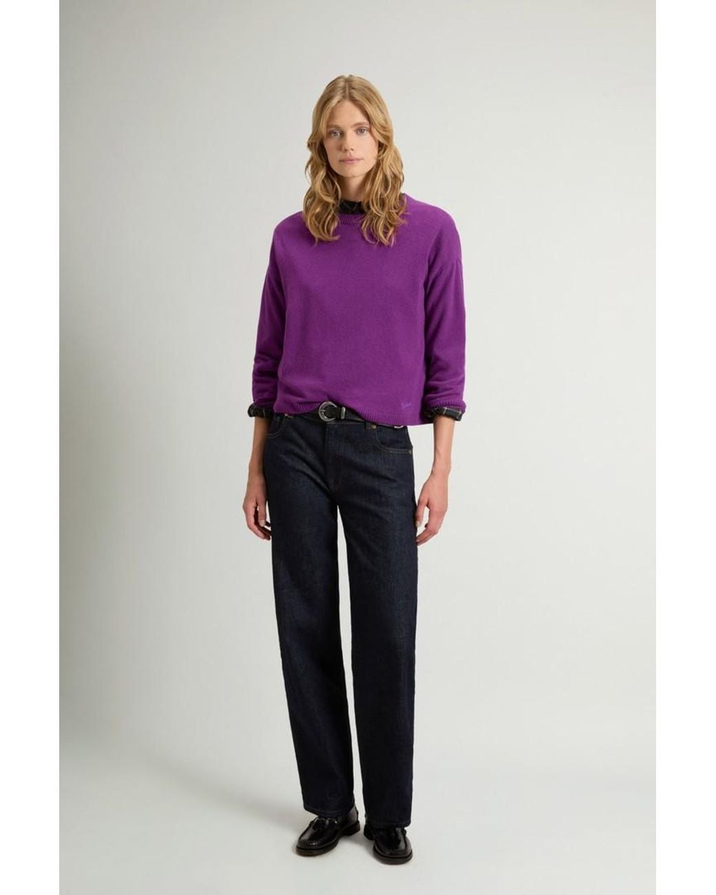 Jersey De Cuello Redondo De Mezcla De Lana Y Cachemira Para Mujer Talla Woolrich de color Purple
