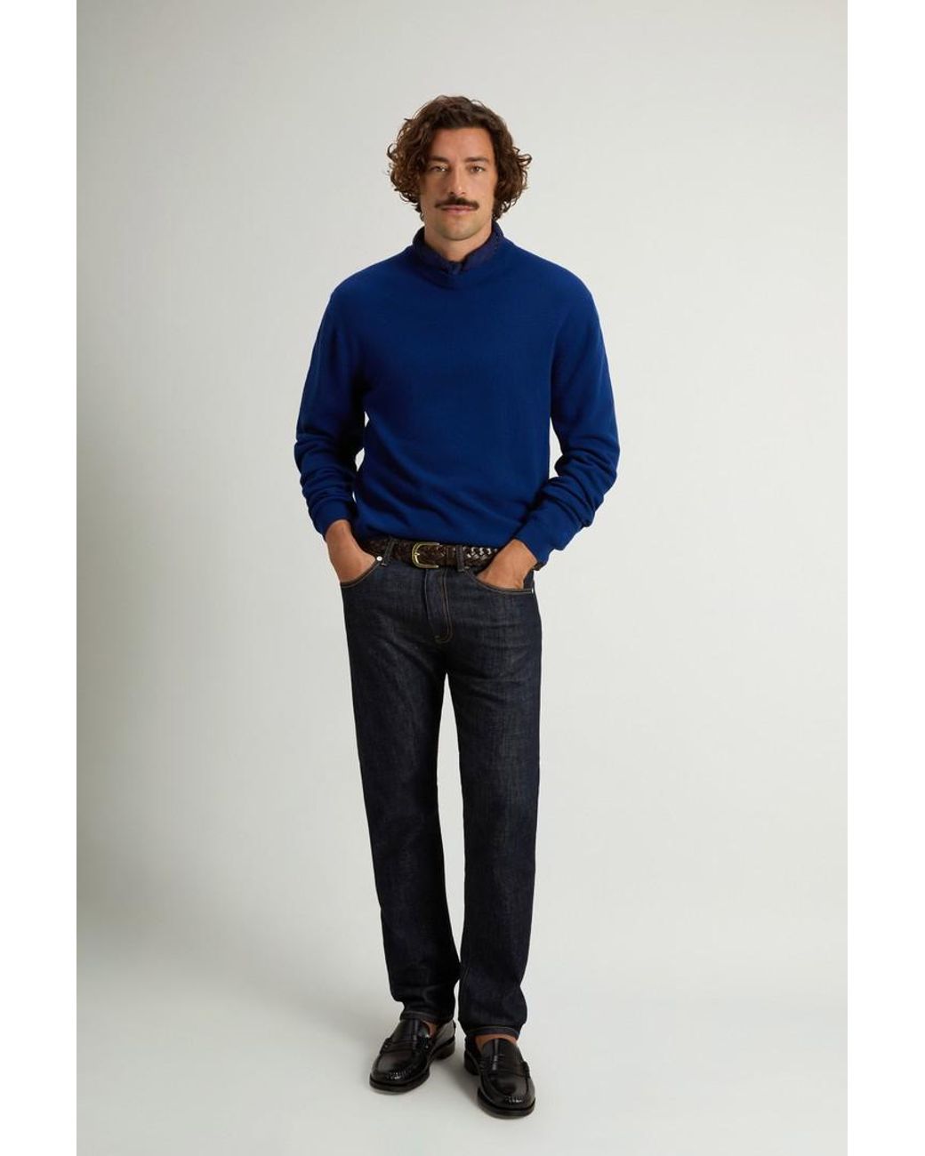 Jersey De Cuello Redondo De Pura Lana Virgen Para Hombre Talla Woolrich de hombre de color Blue