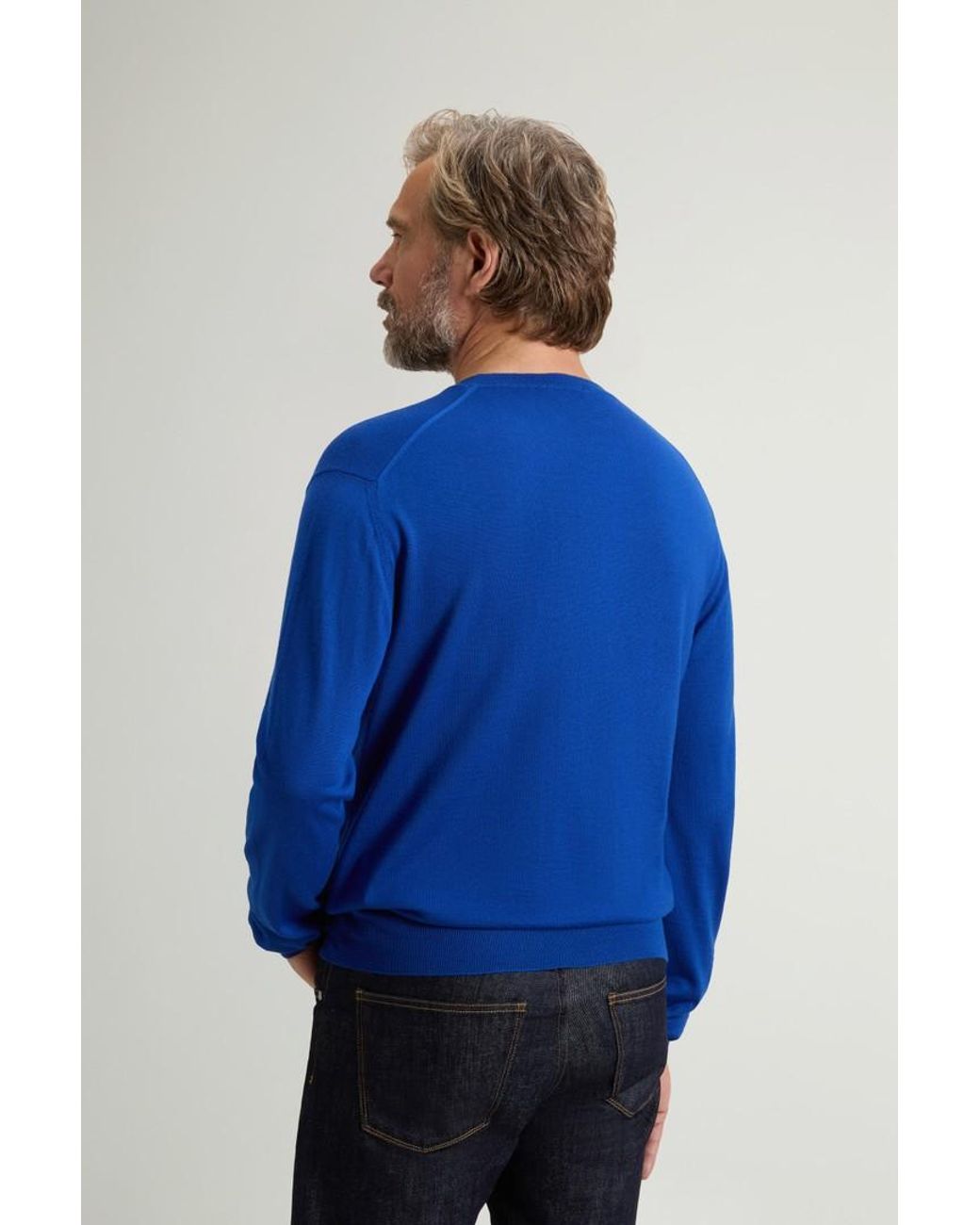 Jersey De Cuello Redondo De Pura Lana Virgen Merina Para Hombre Talla Woolrich de hombre de color Blue