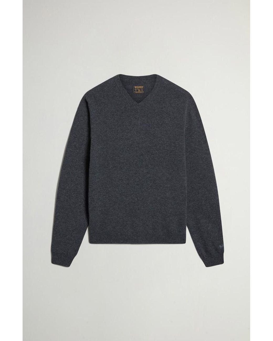Jersey De Pura Lana Virgen Con Cuello De Pico Para Hombre Talla Woolrich de hombre de color Blue