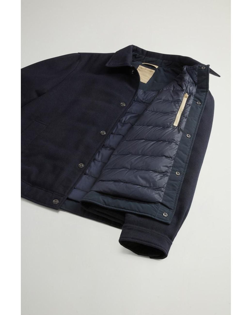 Chaqueta Camisera Keating Acolchada De Mezcla De Lana Italiana Reciclada Para Hombre Talla Woolrich de hombre de color Blue