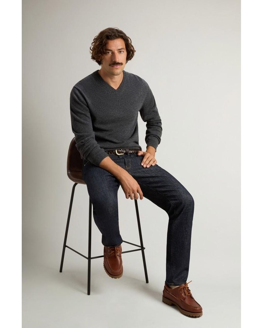 Jersey De Pura Lana Virgen Con Cuello De Pico Para Hombre Talla Woolrich de hombre de color Blue