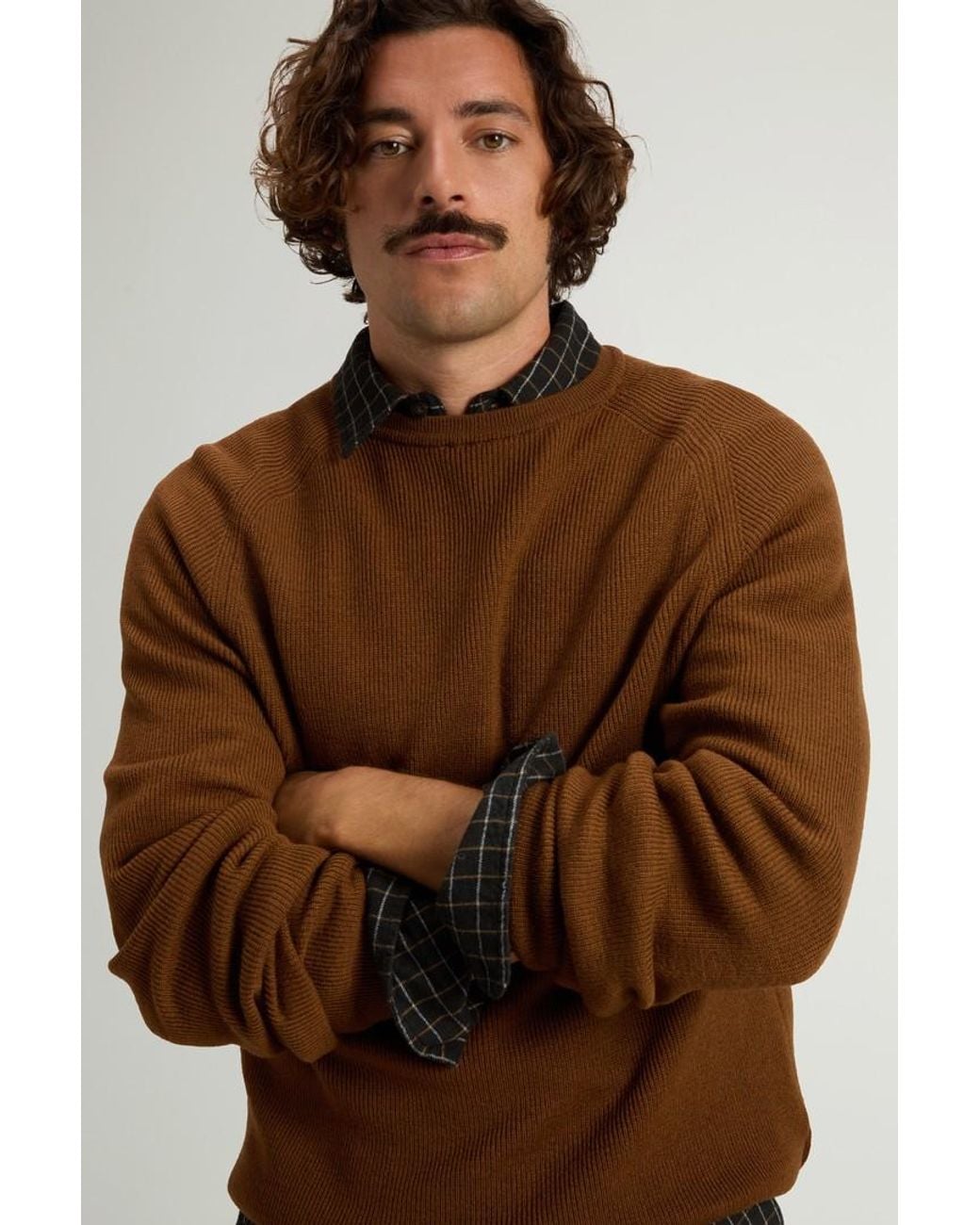 Jersey De Cuello Redondo De Pura Lana Virgen Merina Para Hombre Talla Woolrich de hombre de color Brown