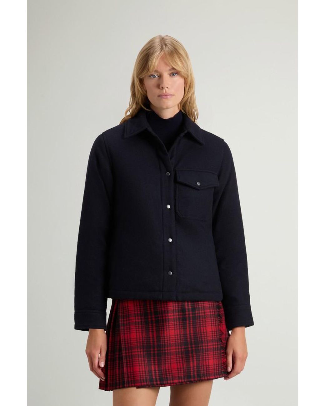 Chaqueta Camisera Alaskan Acolchada De Mezcla De Lana Italiana Reciclada Para Mujer Talla Woolrich de color Blue