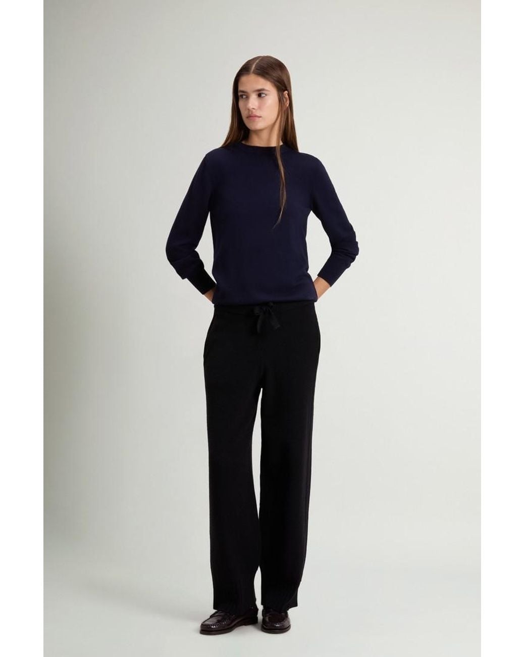 Pantalones De Lana Virgen Y Cachemira Para Mujer Talla Woolrich de color Blue