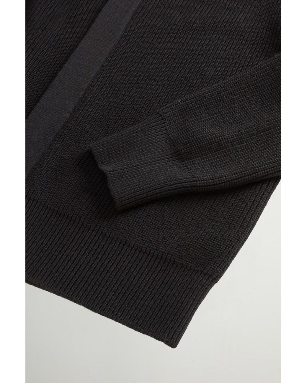 Cárdigan De Pura Lana Virgen Merina Con Cremallera Completa Y Cuello Alto Para Hombre Talla Woolrich de hombre de color Black