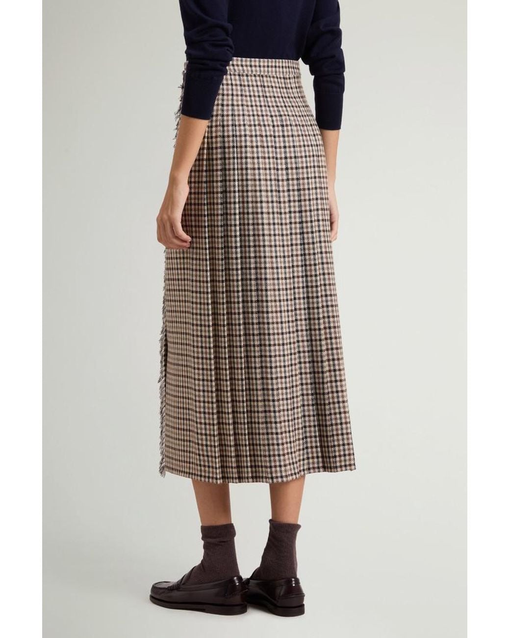 Falda A Cuadros De Mezcla De Lana Para Mujer Talla Woolrich de color Natural
