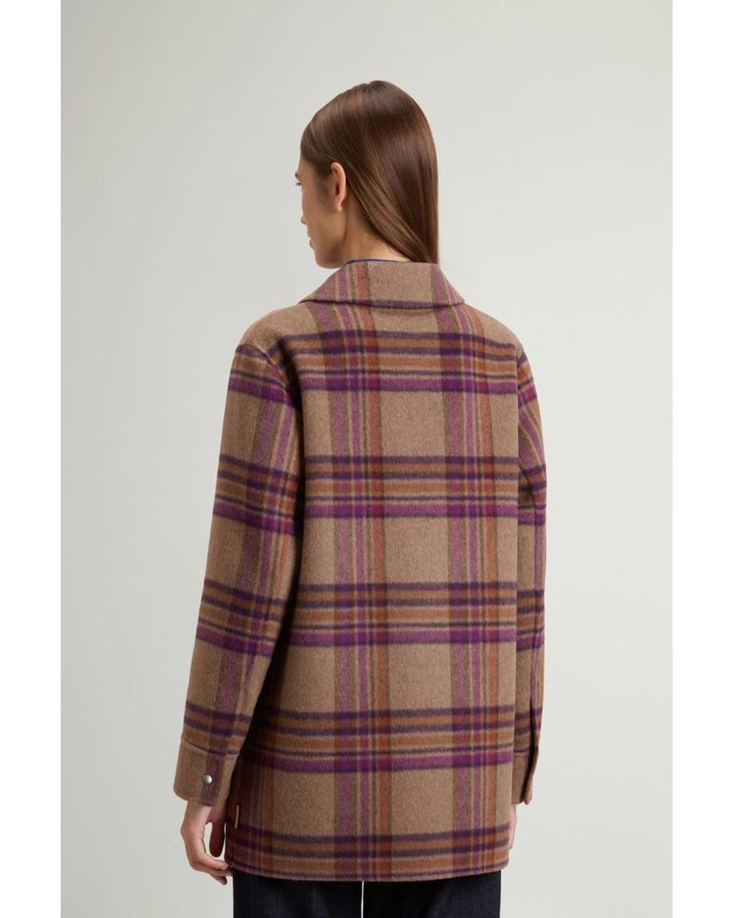 Abrigo De Mezcla De Lana Doble Para Mujer Talla Woolrich de color Blue