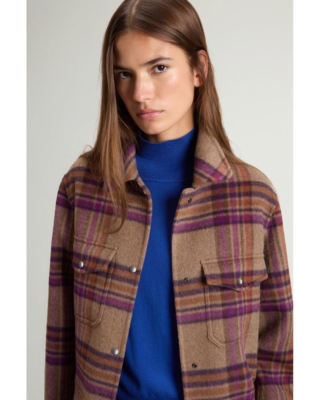 Abrigo De Mezcla De Lana Doble Para Mujer Talla Woolrich de color Blue