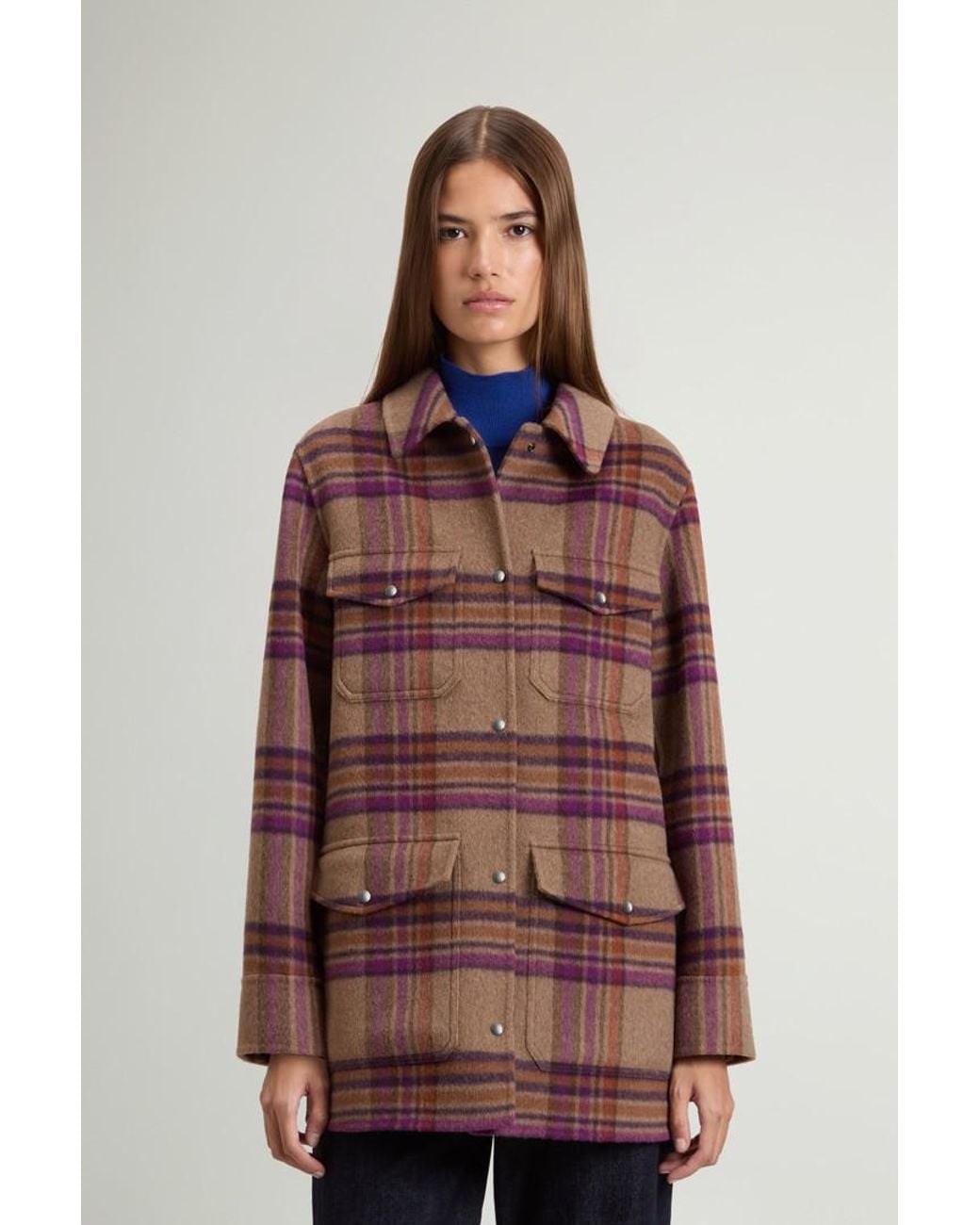 Abrigo De Mezcla De Lana Doble Para Mujer Talla Woolrich de color Blue