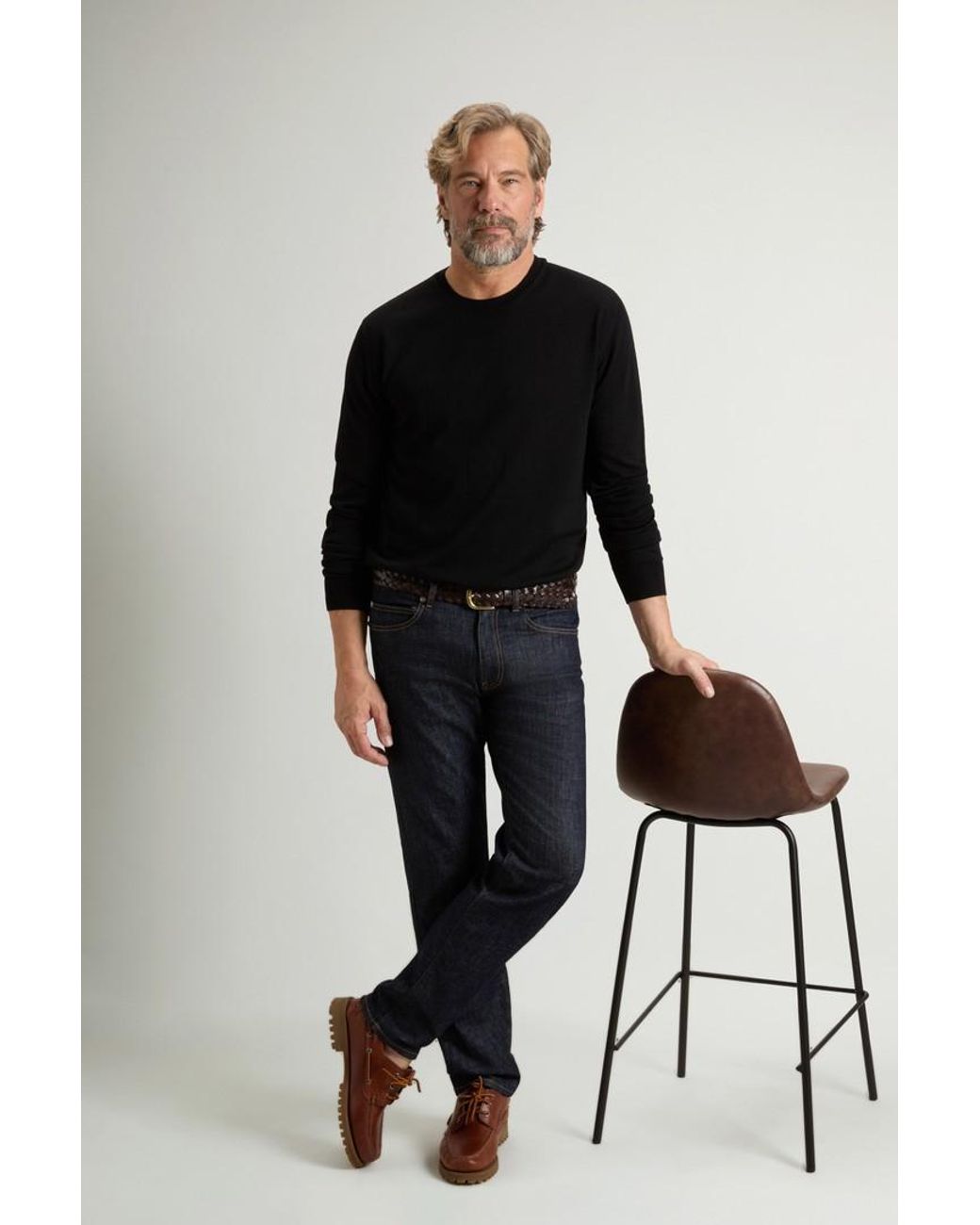 Jersey De Cuello Redondo De Pura Lana Virgen Merina Para Hombre Talla Woolrich de hombre de color Black