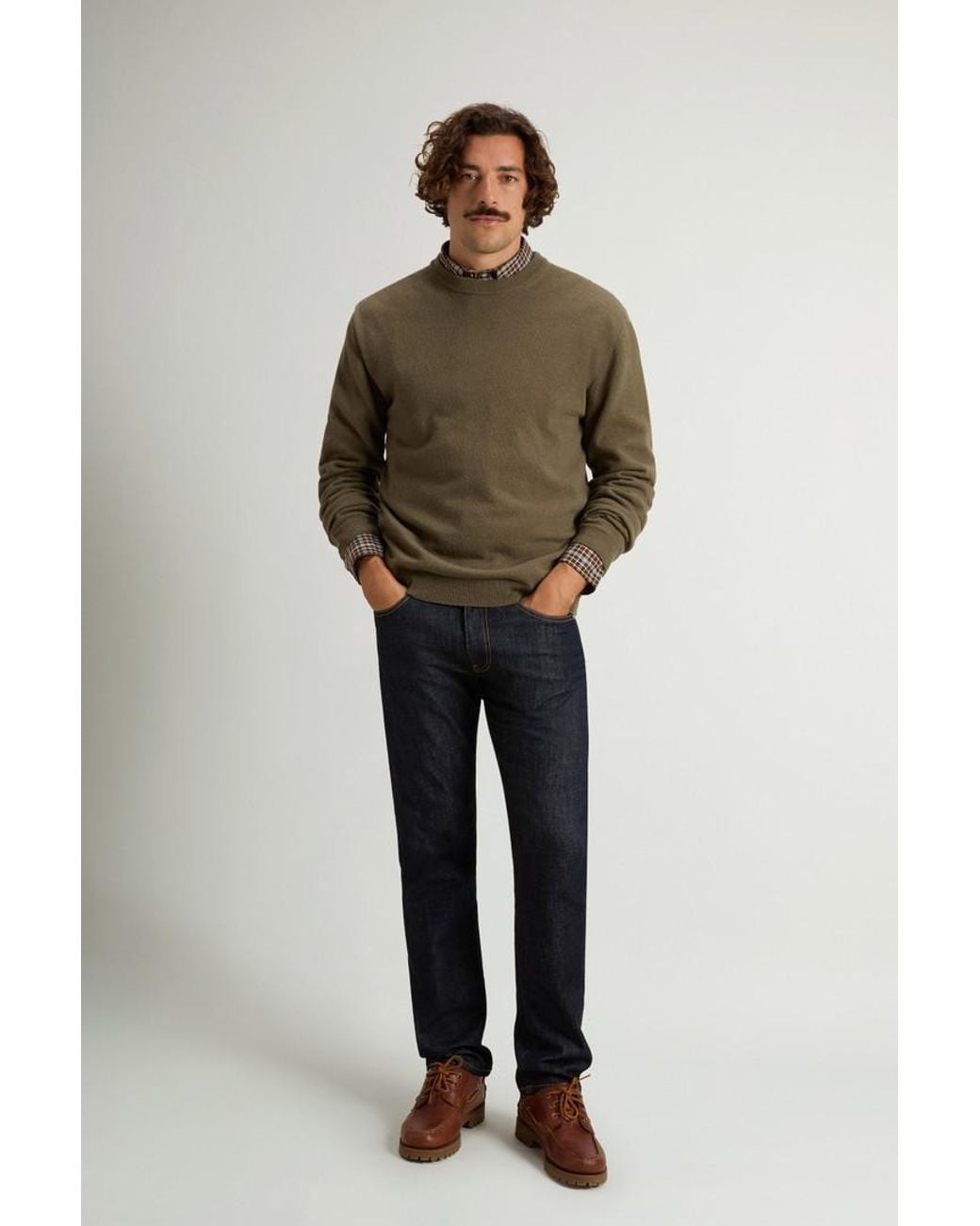 Jersey De Cuello Redondo De Pura Lana Virgen Para Hombre Talla Woolrich de hombre de color Natural