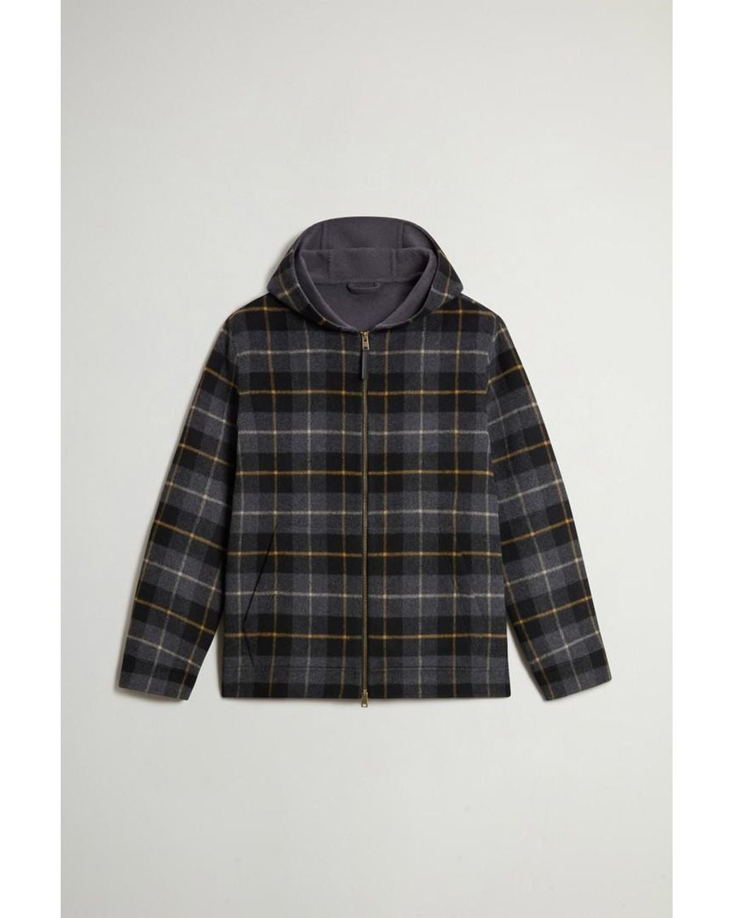 Chaqueta De Mezcla De Lana Con Capucha Y Cremallera Para Hombre Talla Woolrich de hombre de color Black
