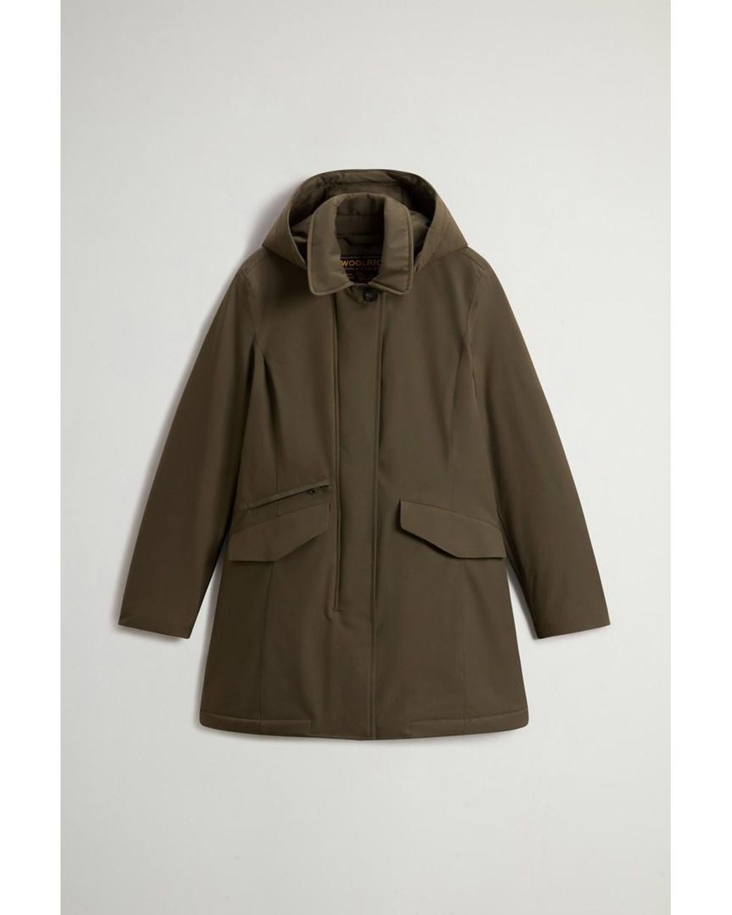 Abrigo De Light Stretch Con Capucha Extraíble Para Mujer Talla Woolrich de color Blue