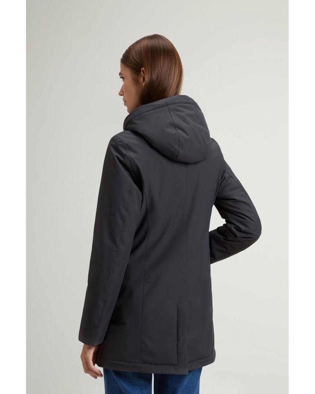 Abrigo De Light Stretch Con Capucha Extraíble Para Mujer Talla Woolrich de color Blue