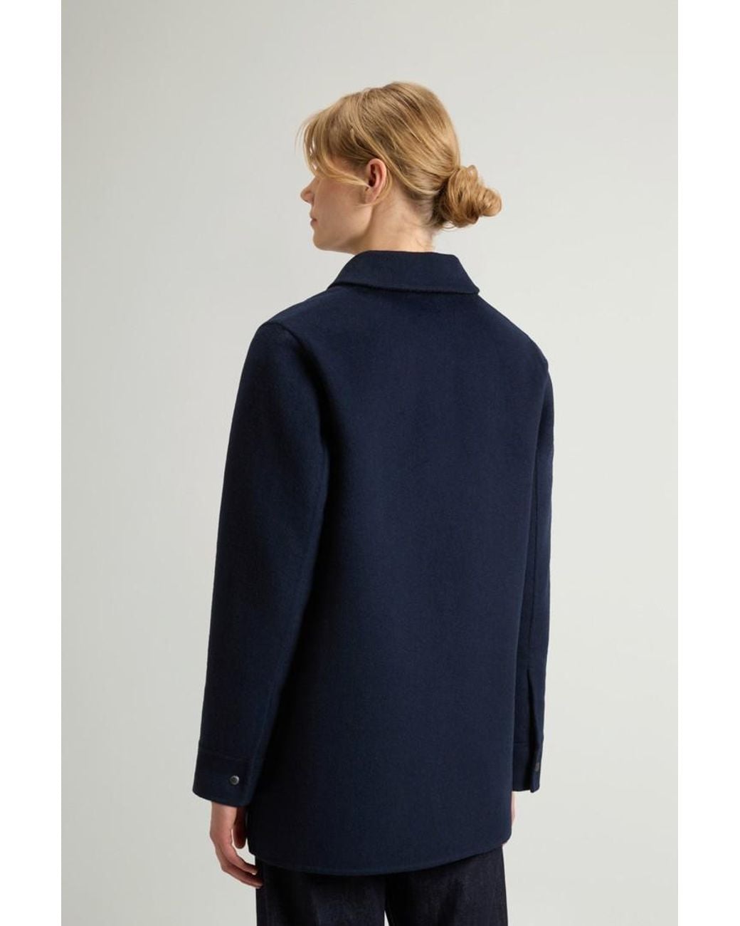 Abrigo De Mezcla De Lana Doble Para Mujer Talla Woolrich de color Blue