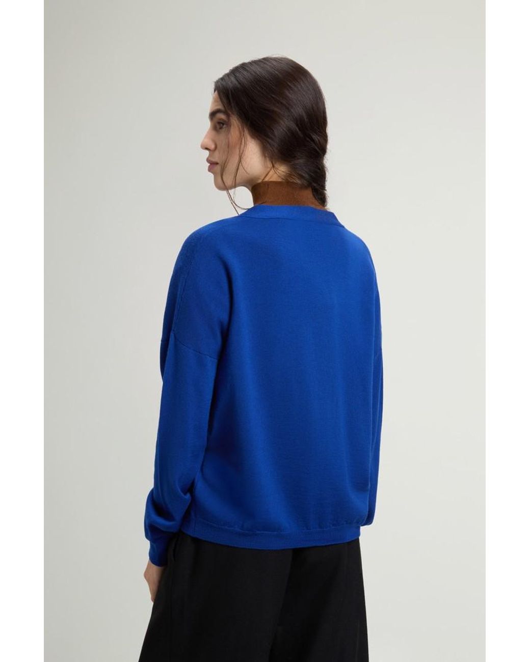 Cárdigan De Pura Lana Virgen Merina Para Mujer Talla Woolrich de color Blue