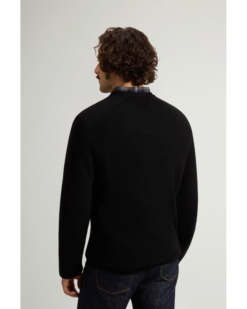 Jersey De Cuello Redondo De Pura Lana Virgen Merina Para Hombre Talla Woolrich de hombre de color Black