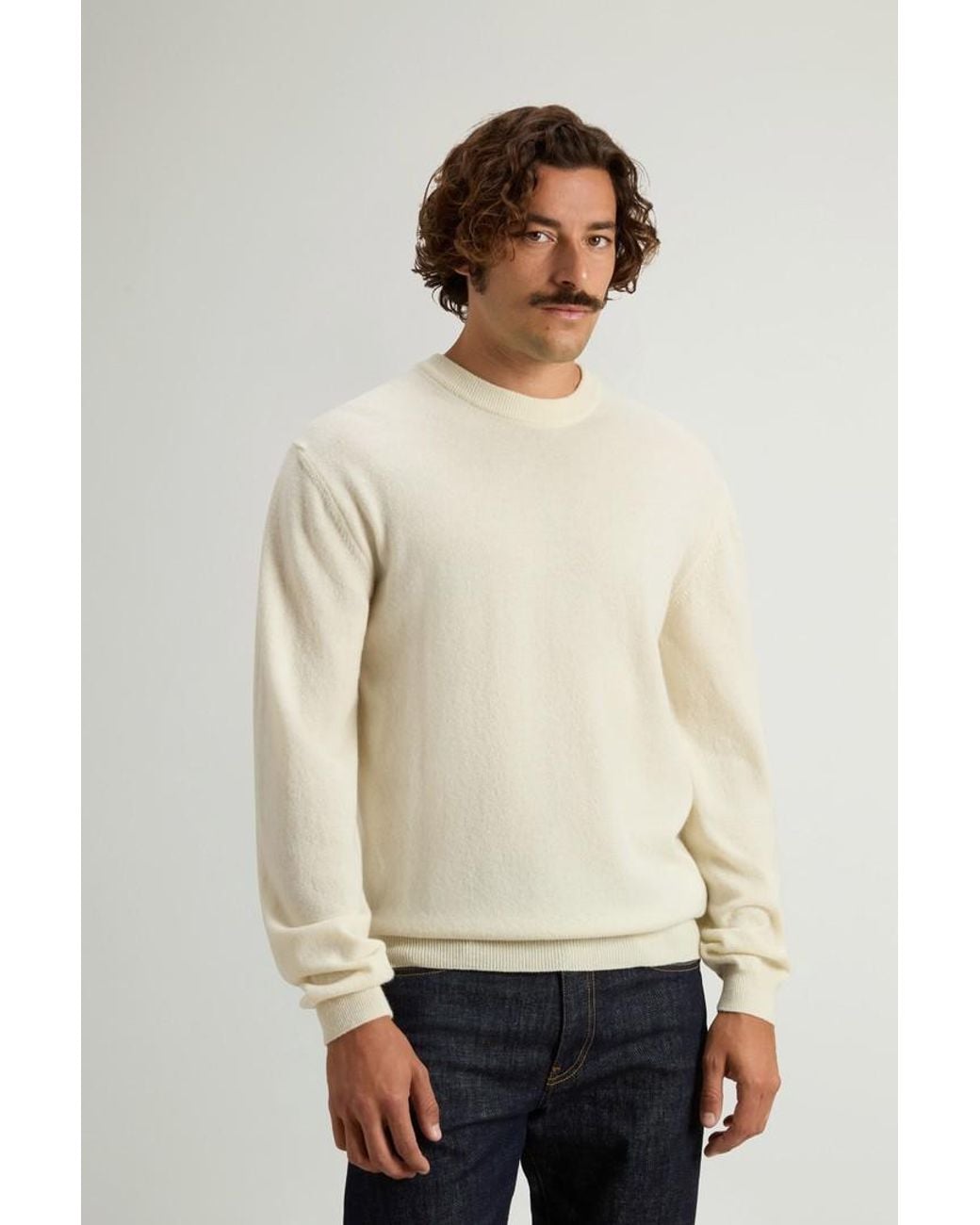 Jersey De Cuello Redondo De Pura Lana Virgen Para Hombre Talla Woolrich de hombre de color Natural