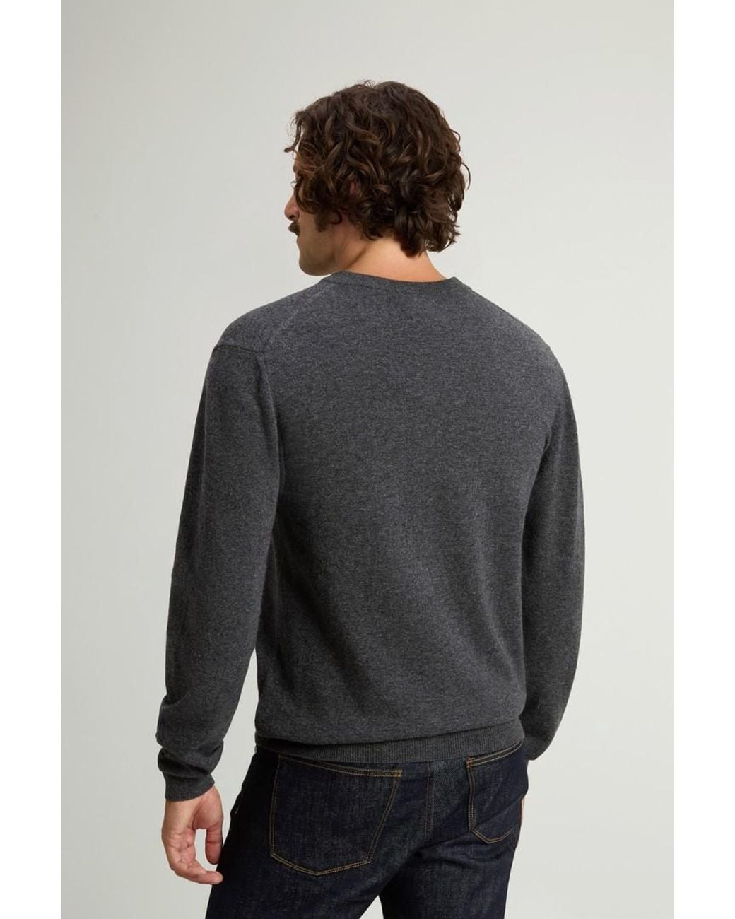 Jersey De Pura Lana Virgen Con Cuello De Pico Para Hombre Talla Woolrich de hombre de color Blue