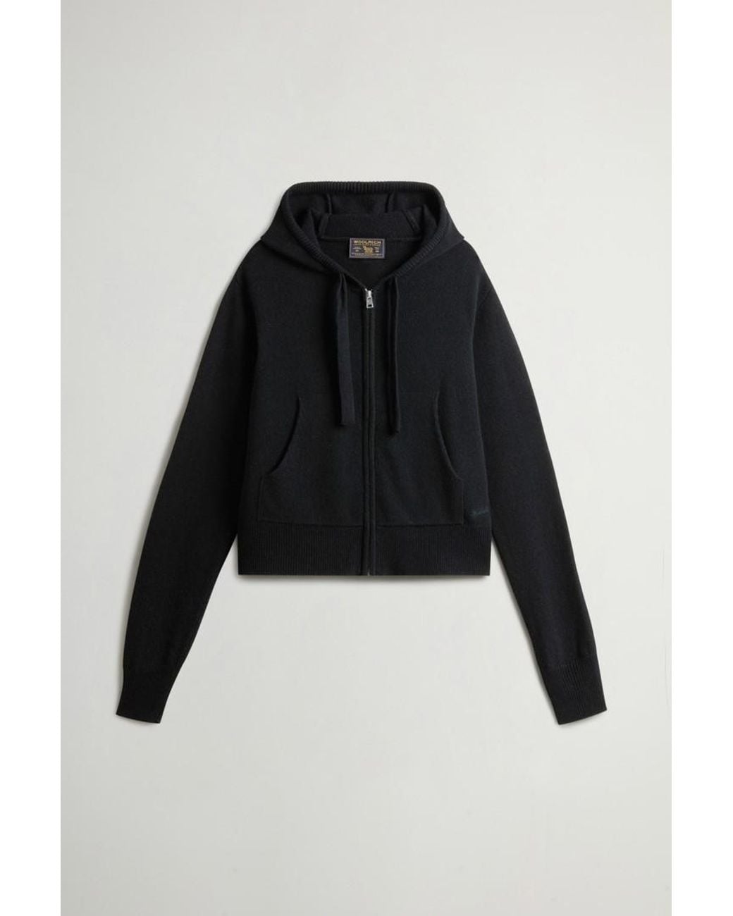 Jersey Con Cremallera Completa Y Capucha De Mezcla De Lana Y Cachemira Para Mujer Talla Woolrich de color Black