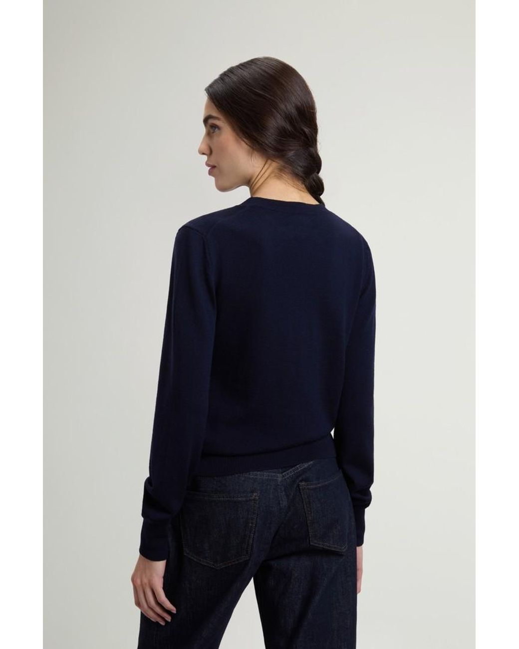 Jersey De Pura Lana Virgen Merina Para Mujer Talla Woolrich de color Blue