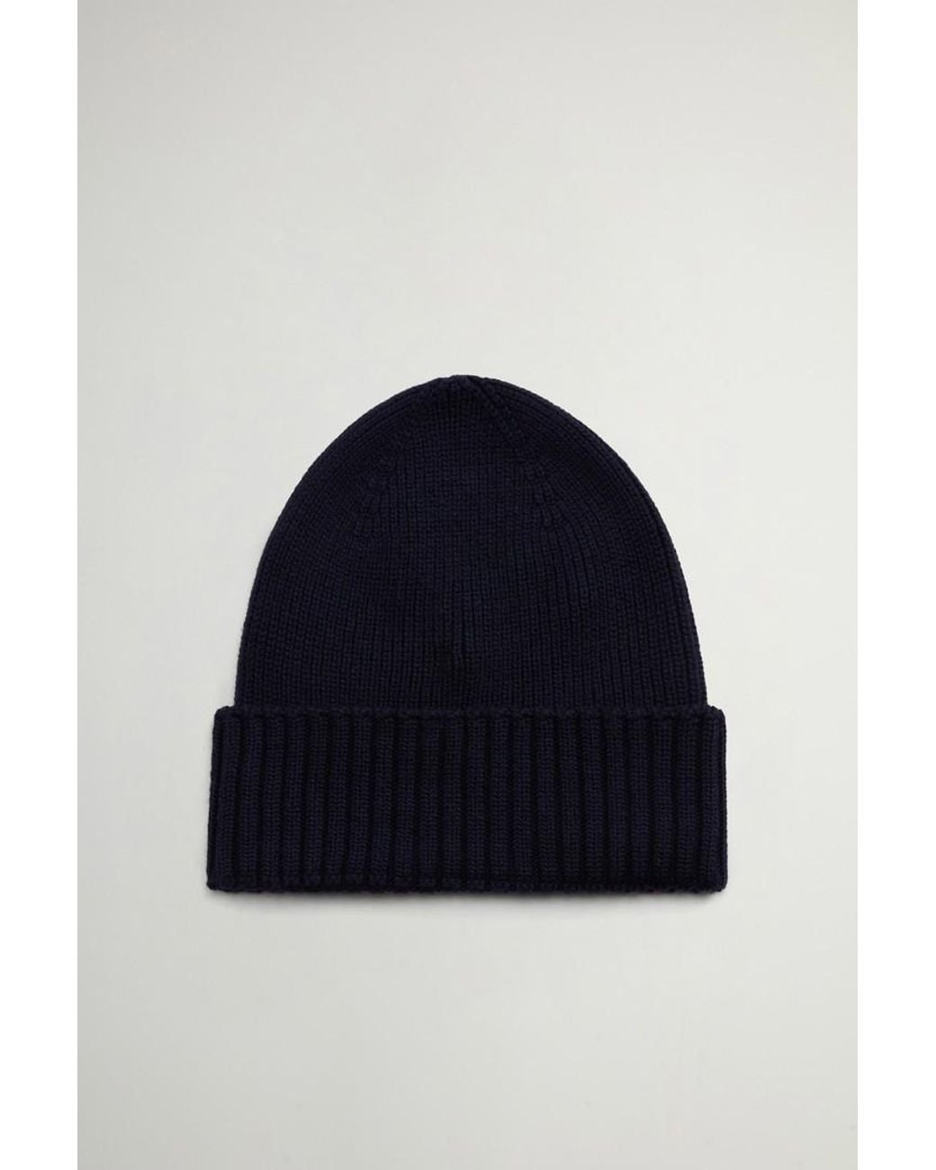 Gorro De Pura Lana Virgen Merina Acanalada Para Hombre Talla Woolrich de hombre de color Blue