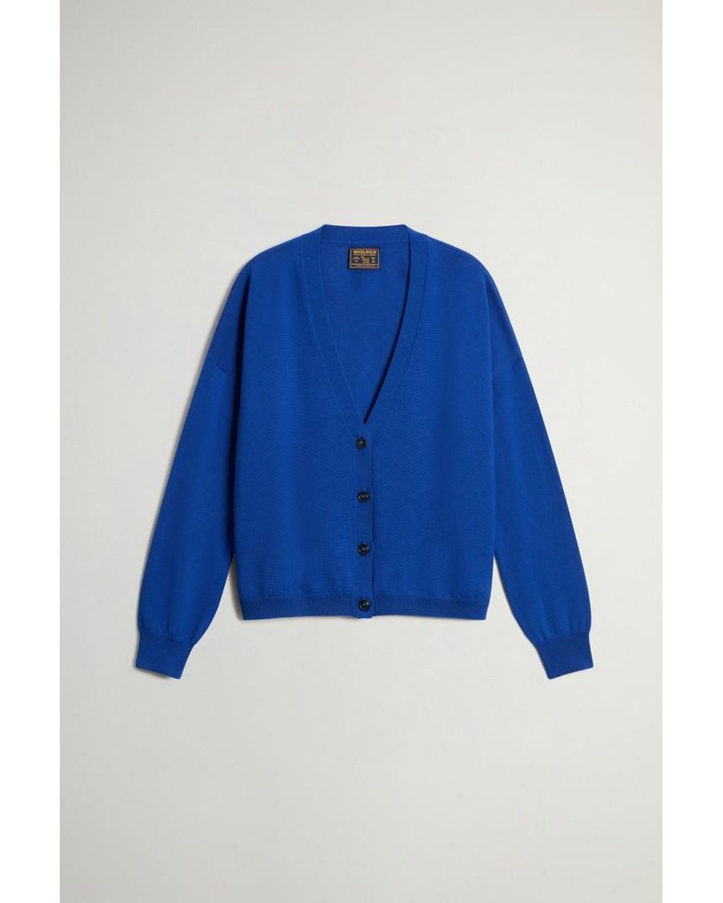 Cárdigan De Pura Lana Virgen Merina Para Mujer Talla Woolrich de color Blue
