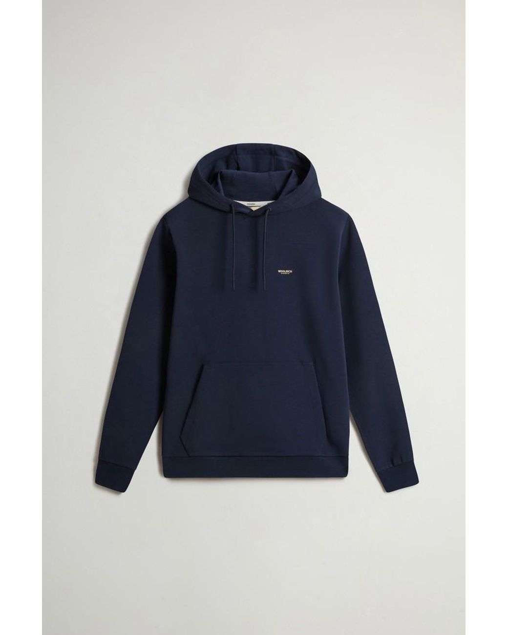 Sudadera Con Capucha En Mezcla De Algodón Interlock Para Hombre Talla Woolrich de hombre de color Blue