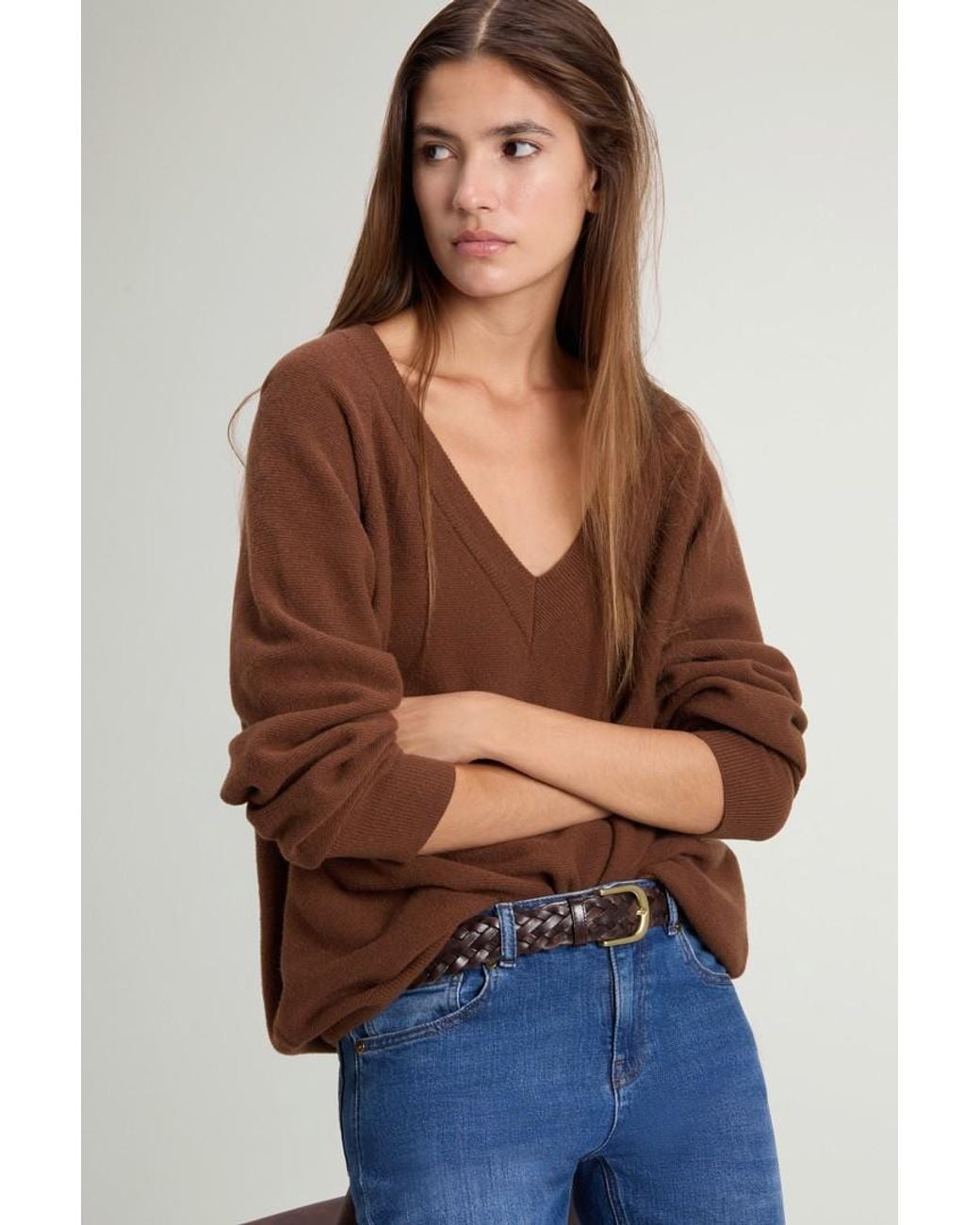 Jersey De Lana Virgen Y Cachemira Para Mujer Talla Woolrich de color Brown