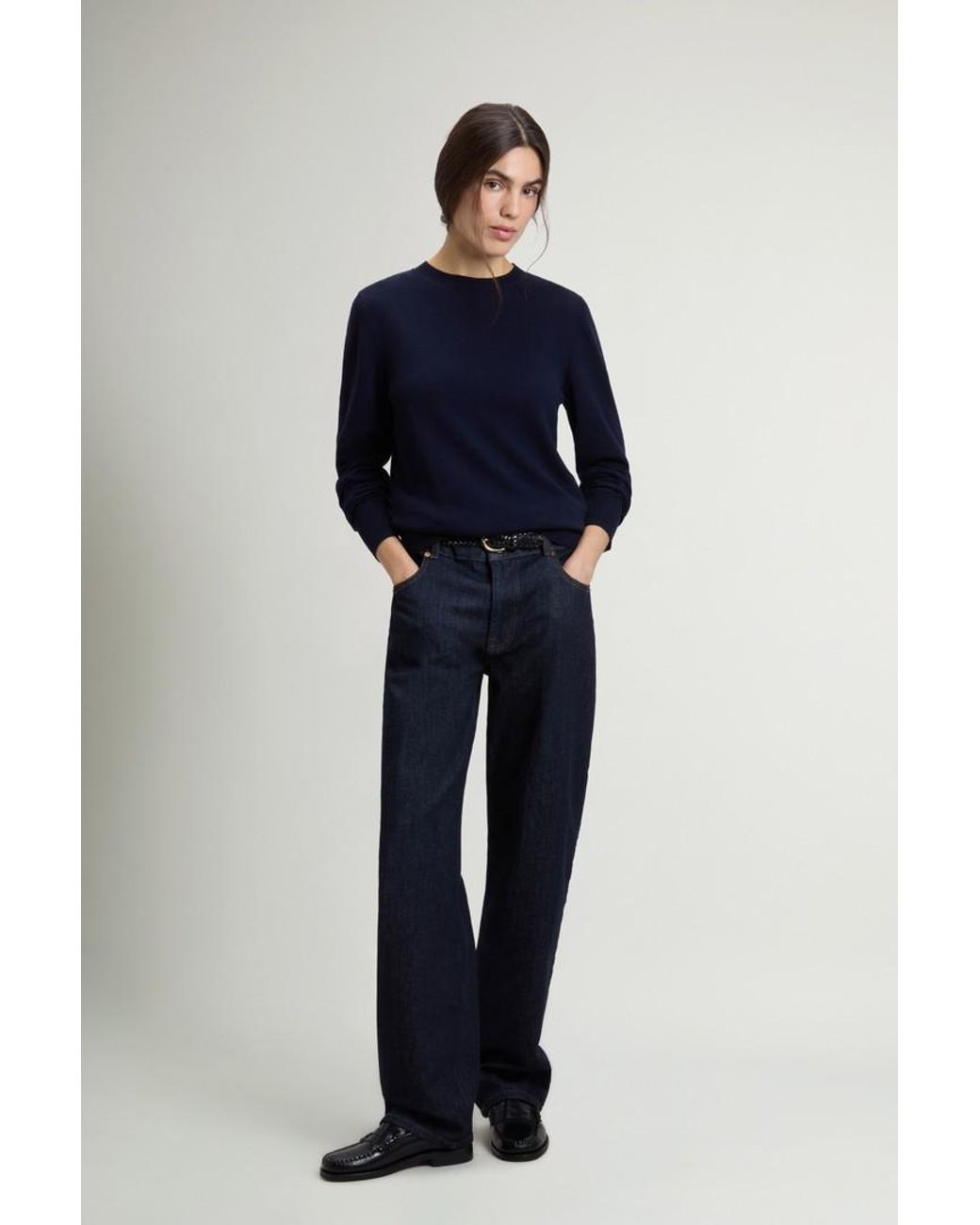 Jersey De Pura Lana Virgen Merina Para Mujer Talla Woolrich de color Blue