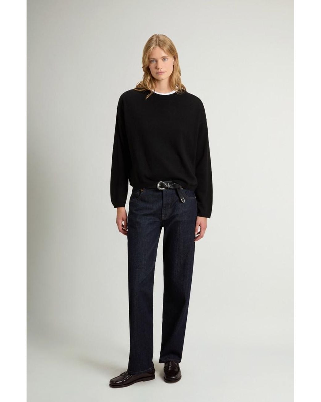 Jersey De Cuello Redondo De Mezcla De Lana Y Cachemira Para Mujer Talla Woolrich de color Black