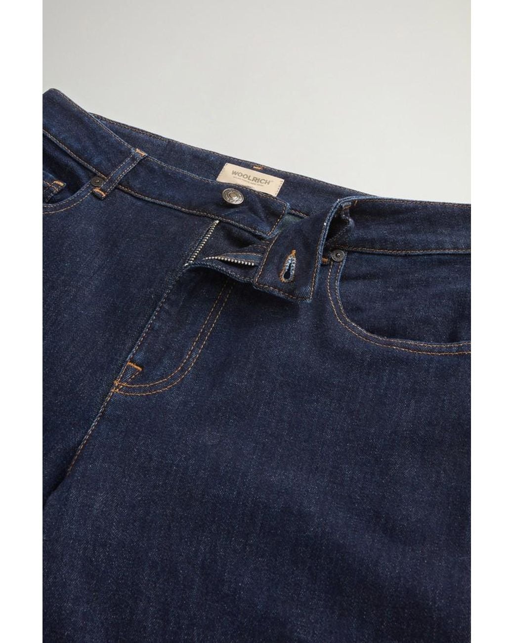 Pantalones De Pernera Ancha Y Cinco Bolsillos En Denim De Algodón Elástico Para Mujer Talla Woolrich de color Blue